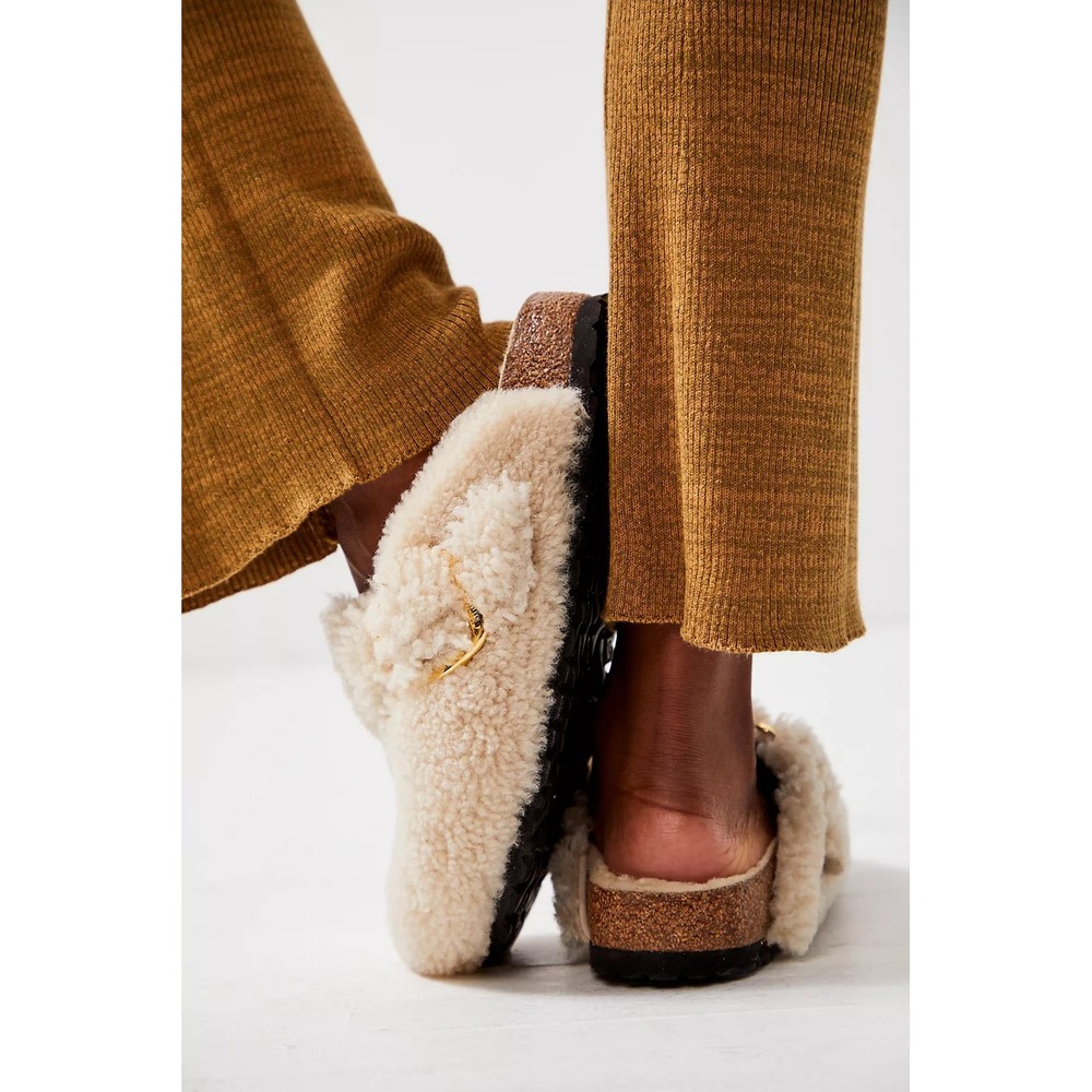 Birkenstock Boston Big Buckle Teddy Shearling Clog Eggshell US 5 UK 2.5 NWB - Picture 3 of 6